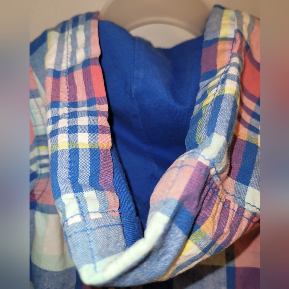 🦛 Vintage Gymboree Hippos and Blues Cotton Plaid Hooded Jacket Baby Boys 6-12 - Picture 7 of 8